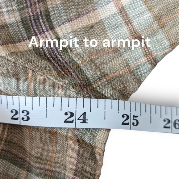 Polo Ralph Lauren Men's 100% Linen Long Sleeve Button Up Tan Plaid Shirt Large - Picture 6 of 8